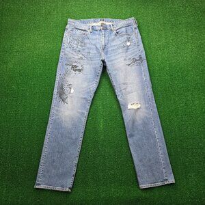 GAP Jeans Mens 36x32 Blue Denim Slim Fit Straight Leg Medium Wash Casual